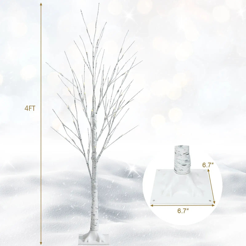 Pre-lit White Twig Birch Tree for Christmas Holiday with LED Lights by DirectDeals