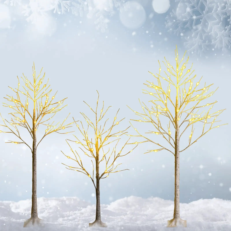 Pre-lit White Twig Birch Tree for Christmas Holiday with LED Lights by DirectDeals