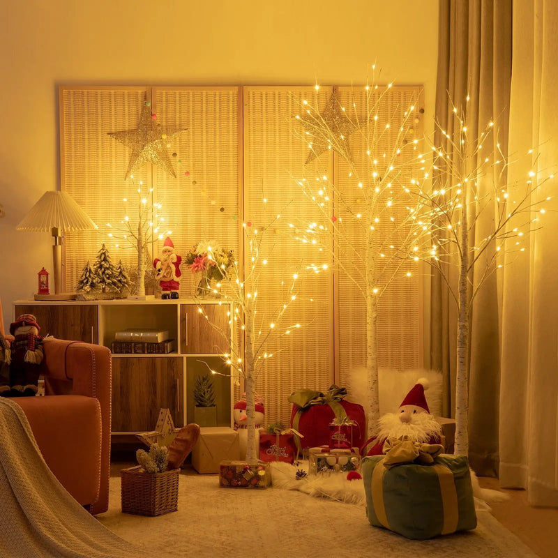 Pre-lit White Twig Birch Tree for Christmas Holiday with LED Lights by DirectDeals