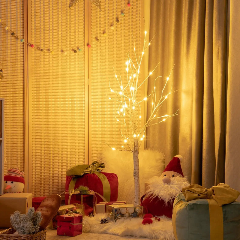 Pre-lit White Twig Birch Tree for Christmas Holiday with LED Lights by DirectDeals