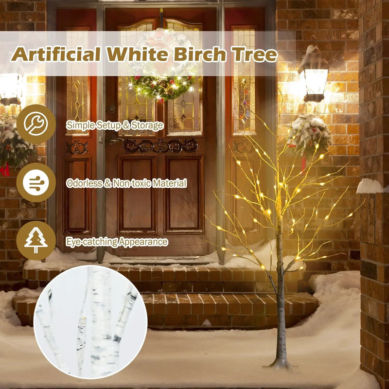 Pre-lit White Twig Birch Tree for Christmas Holiday with LED Lights by DirectDeals