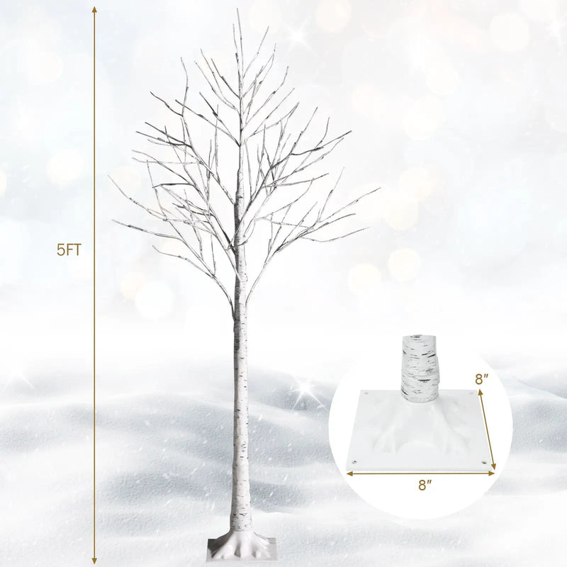 5 Feet Pre-lit White Twig Birch Tree with 72 LED Lights for Christmas by DirectDeals