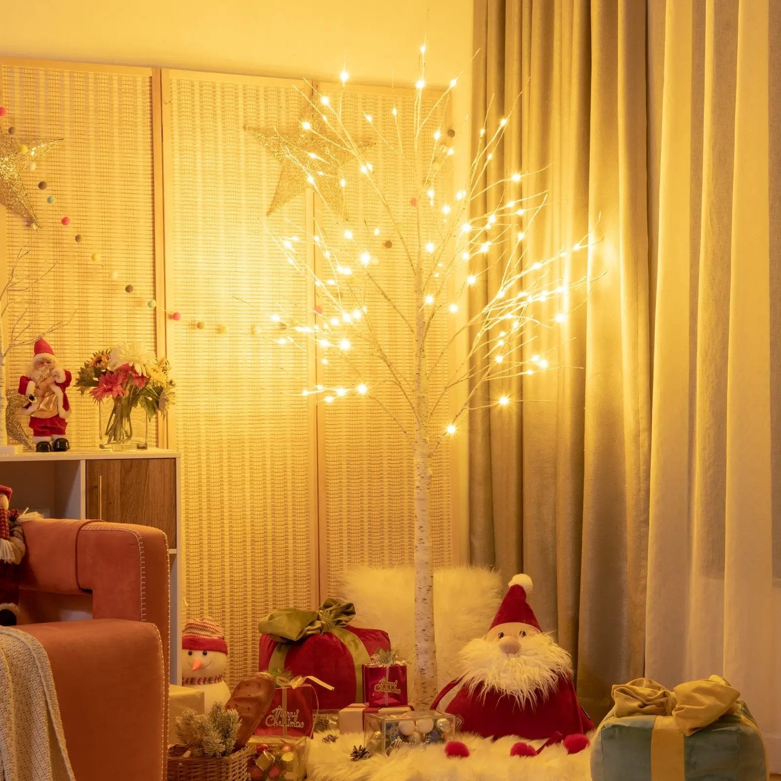 Pre-lit White Twig Birch Tree for Christmas Holiday with LED Lights by DirectDeals