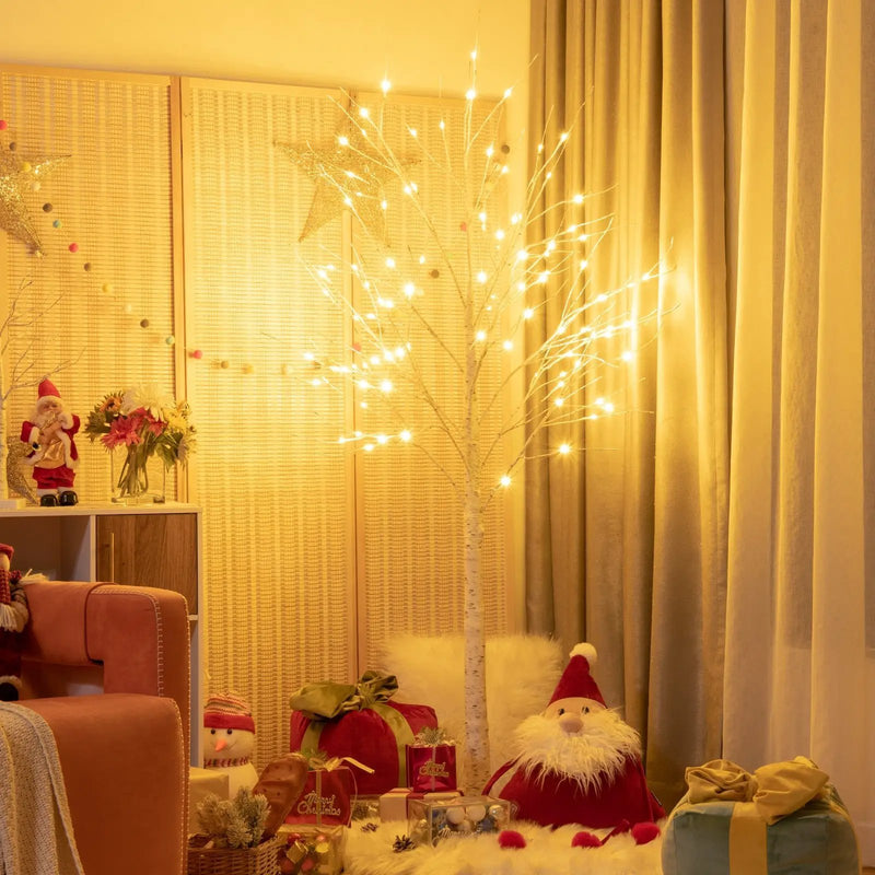 Pre-lit White Twig Birch Tree for Christmas Holiday with LED Lights by DirectDeals