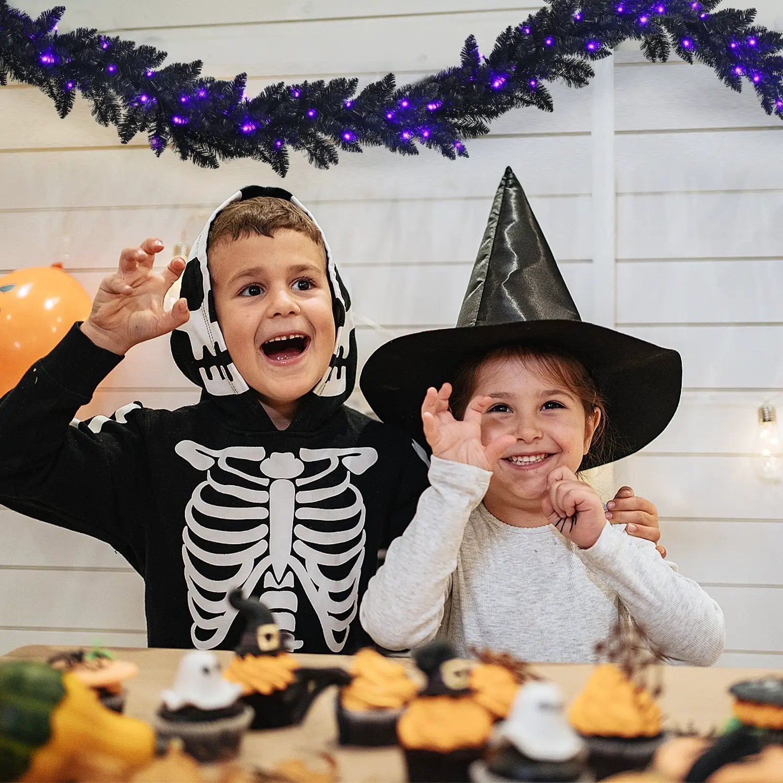 9 Feet Pre-lit Christmas Halloween Garland with 50 Purple LED Lights by DirectDeals