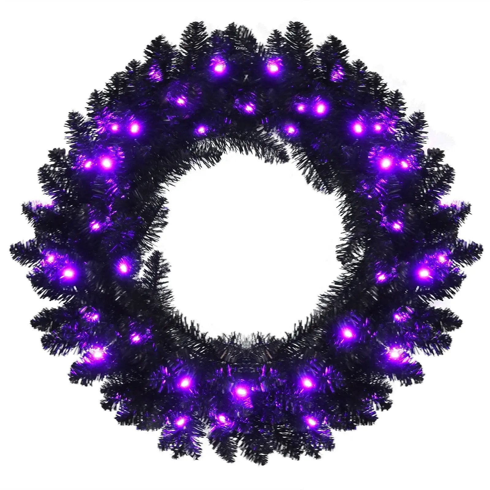 24 Inch Pre-lit Halloween Wreath with 35 Purple LED Lights by DirectDeals