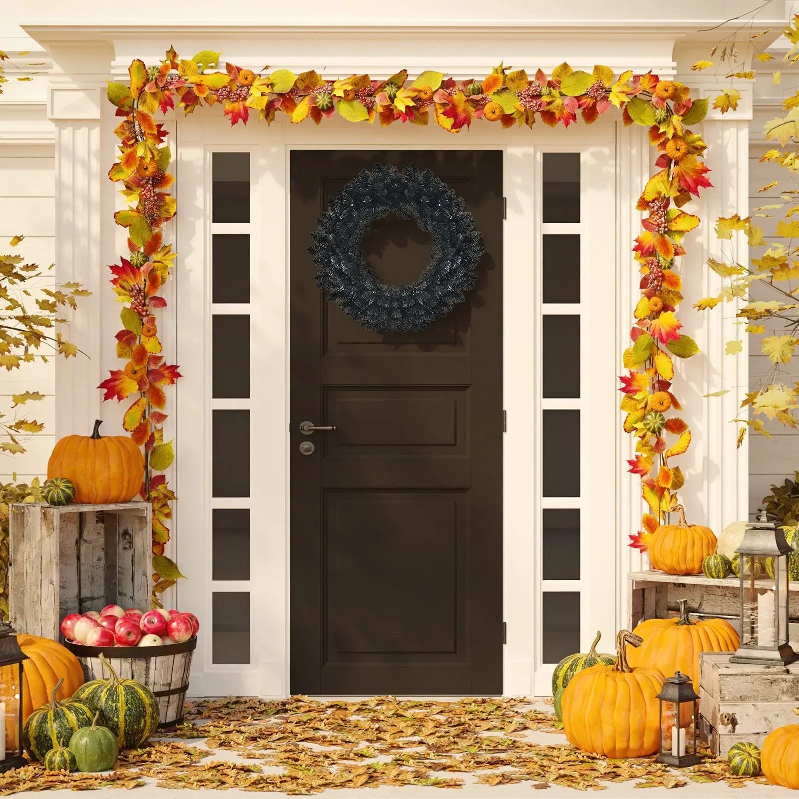 24 Inch Pre-lit Halloween Wreath with 35 Purple LED Lights by DirectDeals