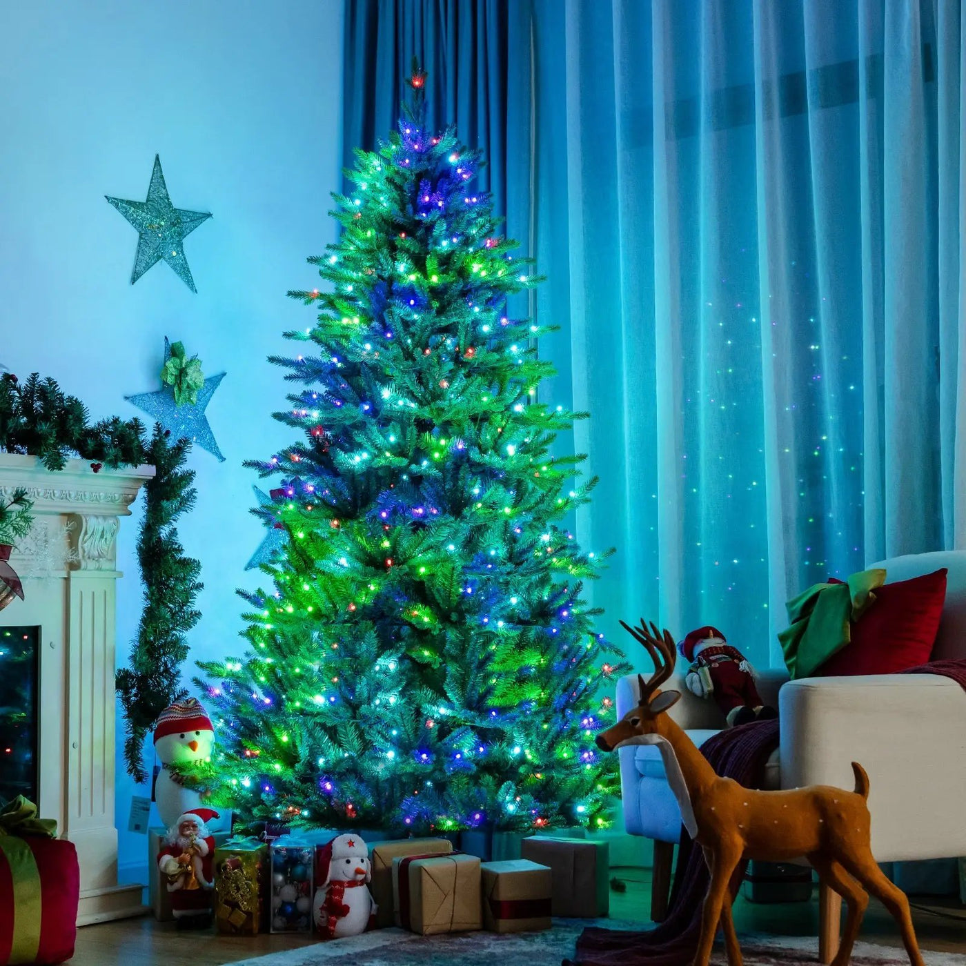 Pre-lit Artificial Hinged Christmas Tree with APP Controlled LED Lights by DirectDeals