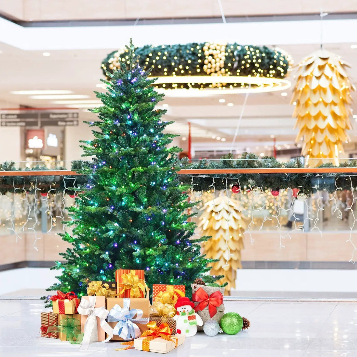 Pre-lit Artificial Hinged Christmas Tree with APP Controlled LED Lights by DirectDeals