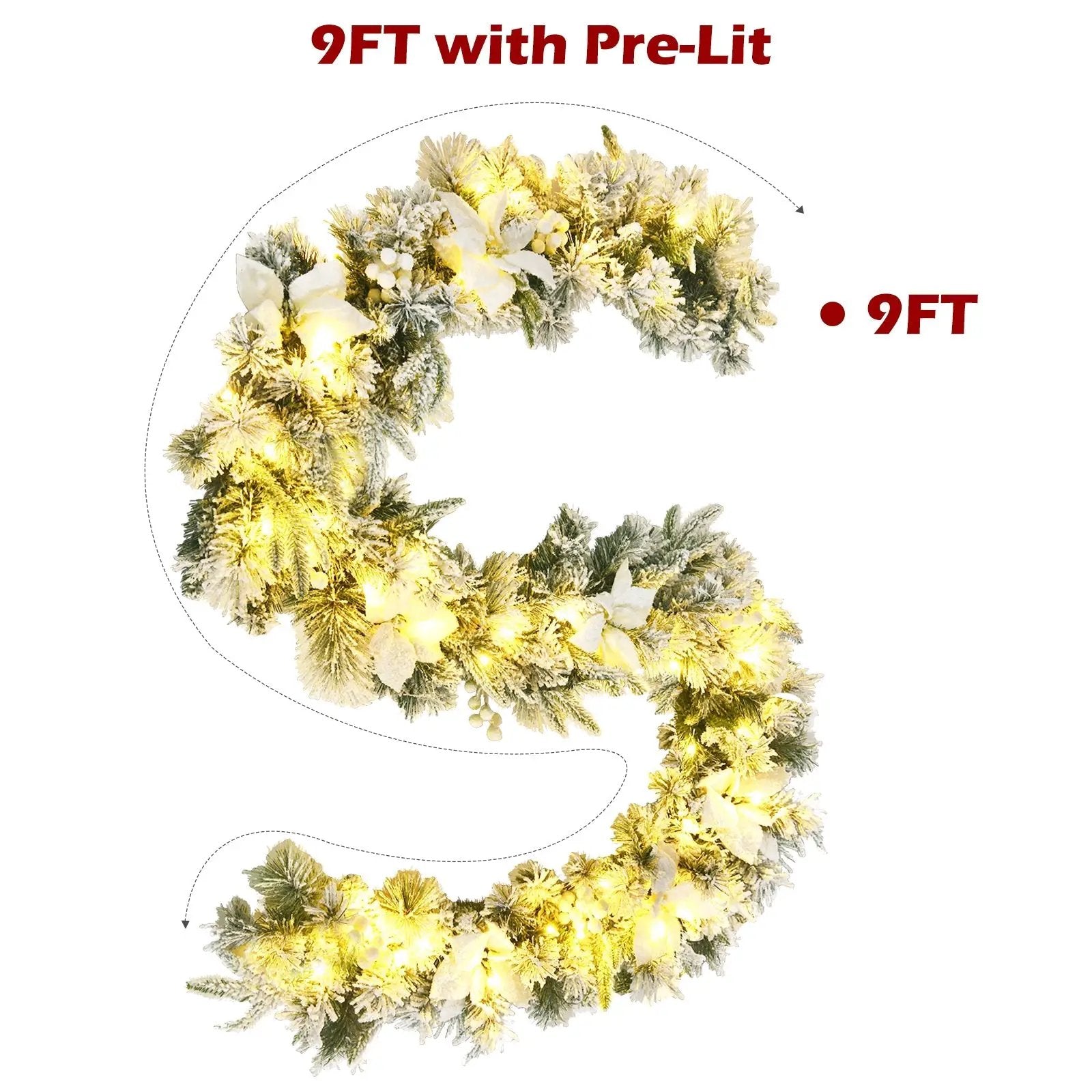 9 Feet Pre-Lit Artificial Christmas Garland with 50 LED Lights by DirectDeals