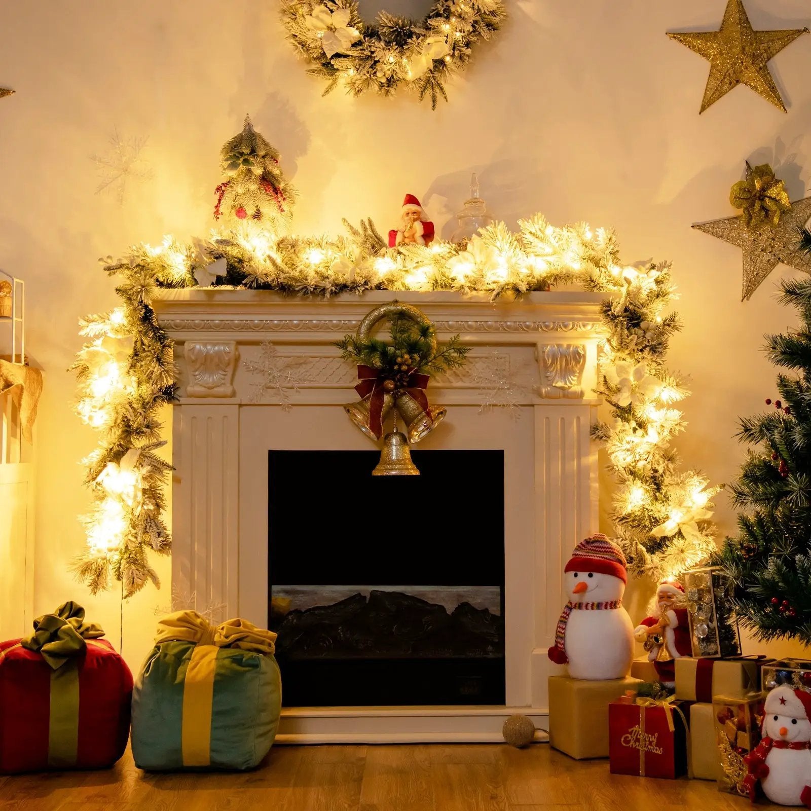 9 Feet Pre-Lit Artificial Christmas Garland with 50 LED Lights by DirectDeals
