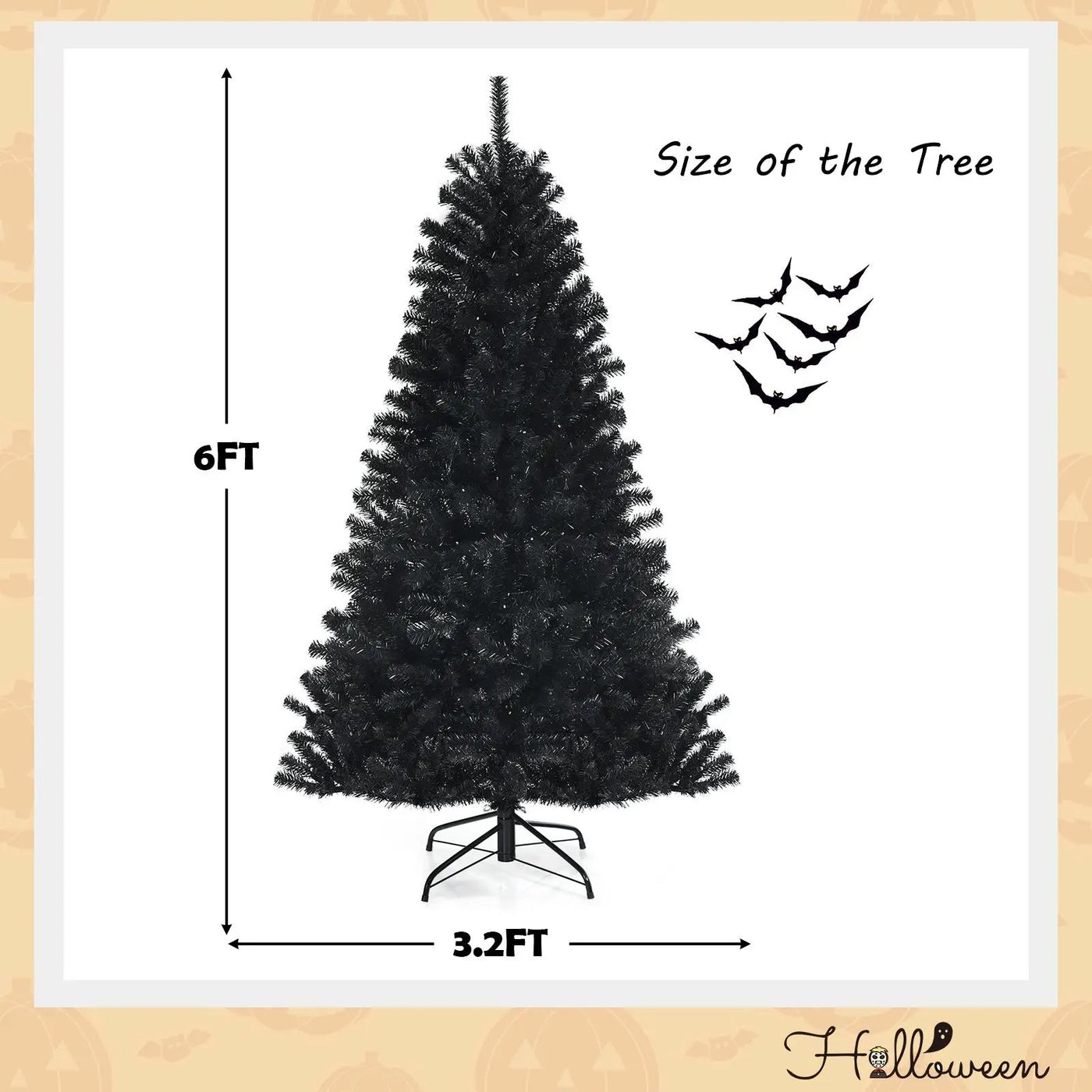Black Artificial Christmas Halloween Tree with Purple LED Lights by DirectDeals