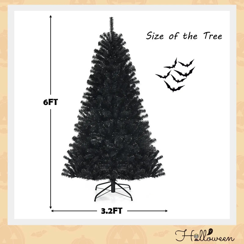 Black Artificial Christmas Halloween Tree with Purple LED Lights by DirectDeals