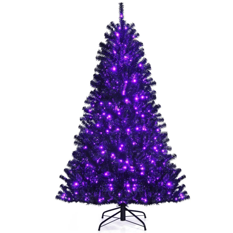Black Artificial Christmas Halloween Tree with Purple LED Lights by DirectDeals