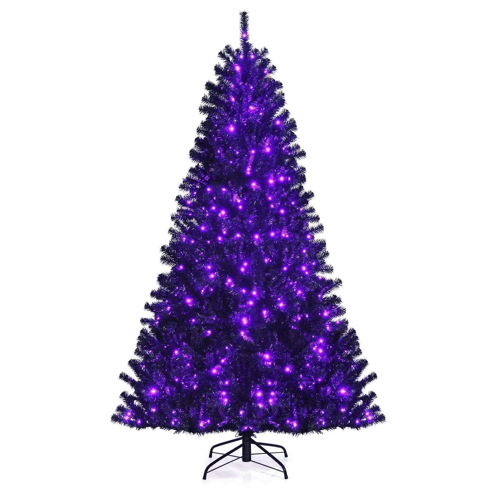 Black Artificial Christmas Halloween Tree with Purple LED Lights by DirectDeals