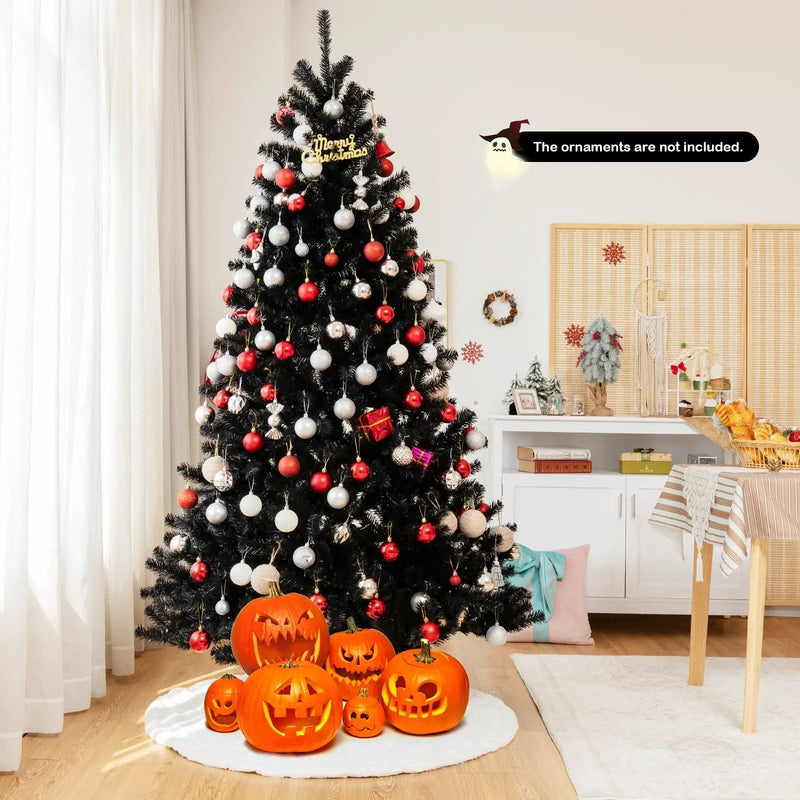 Black Artificial Christmas Halloween Tree with Purple LED Lights by DirectDeals