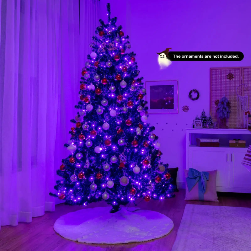 Black Artificial Christmas Halloween Tree with Purple LED Lights by DirectDeals