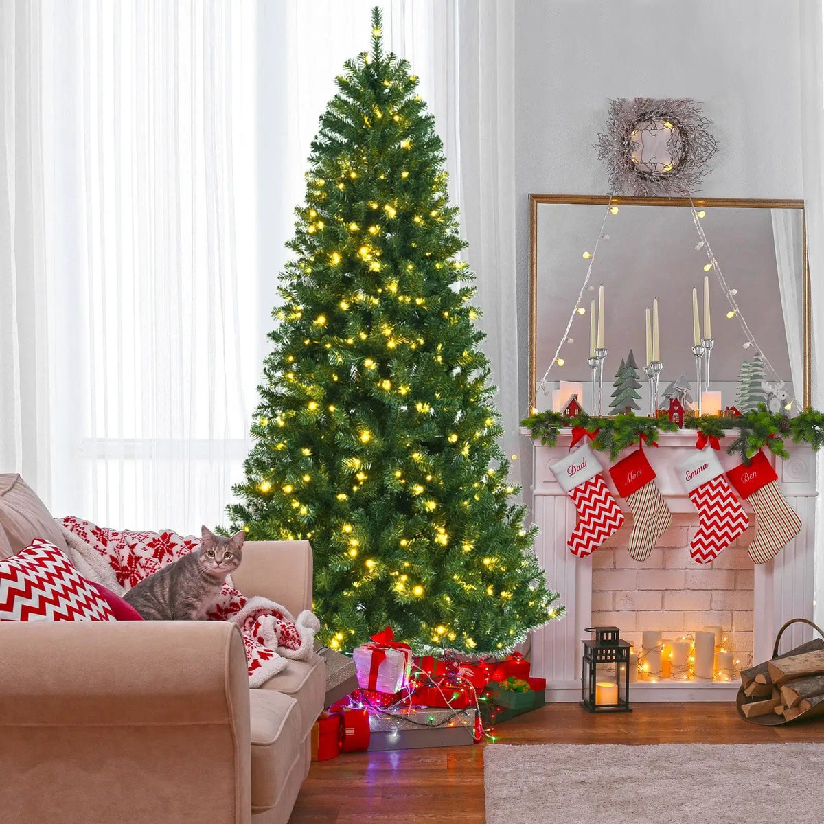 Artificial Hinged Christmas Tree with Remote-controlled Color-changing LED Lights by DirectDeals