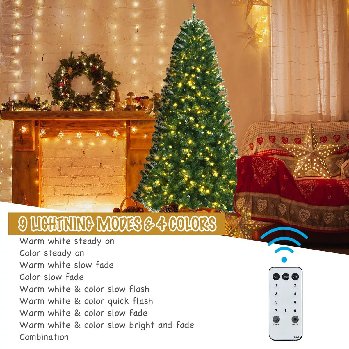 Artificial Hinged Christmas Tree with Remote-controlled Color-changing LED Lights by DirectDeals