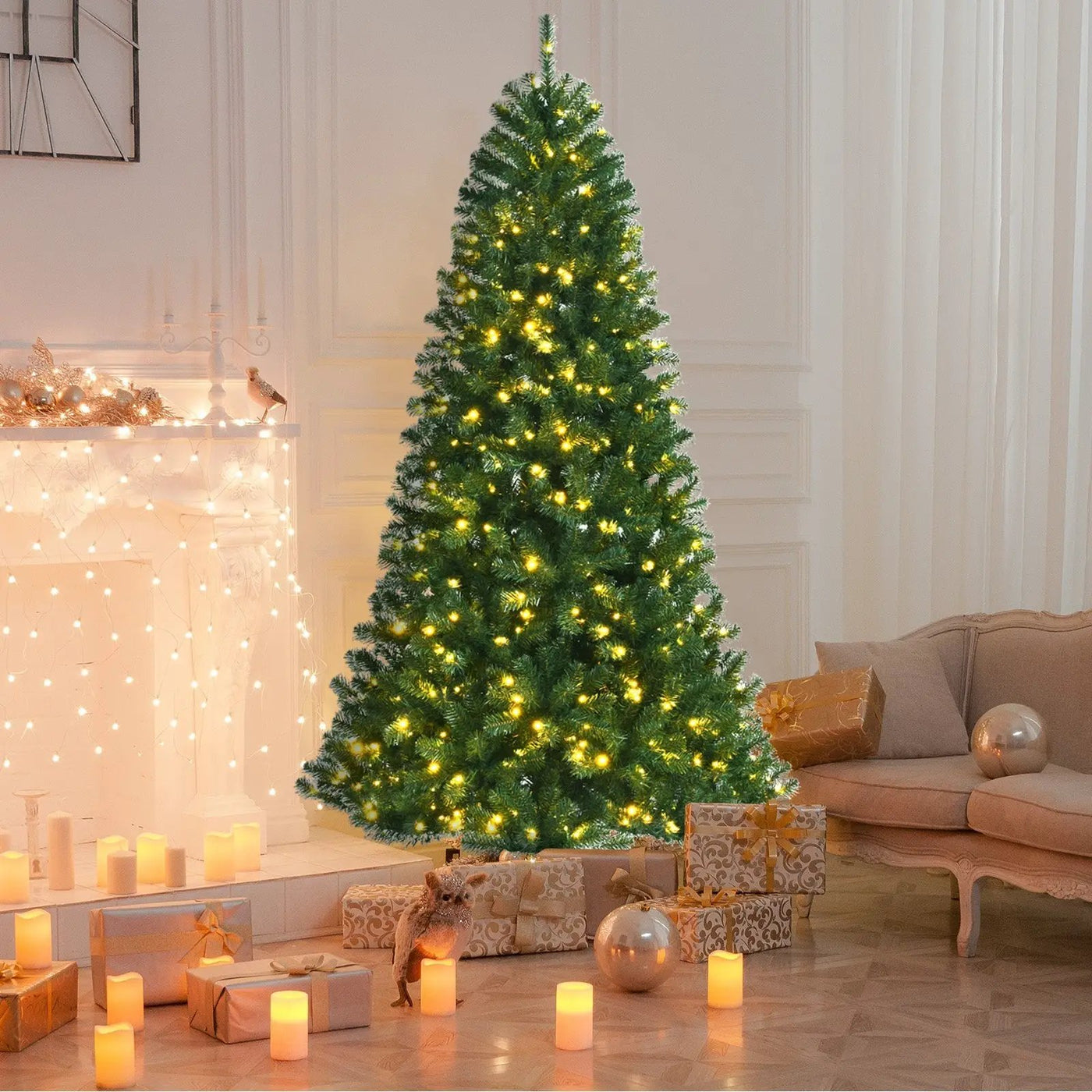 Artificial Hinged Christmas Tree with Remote-controlled Color-changing LED Lights by DirectDeals