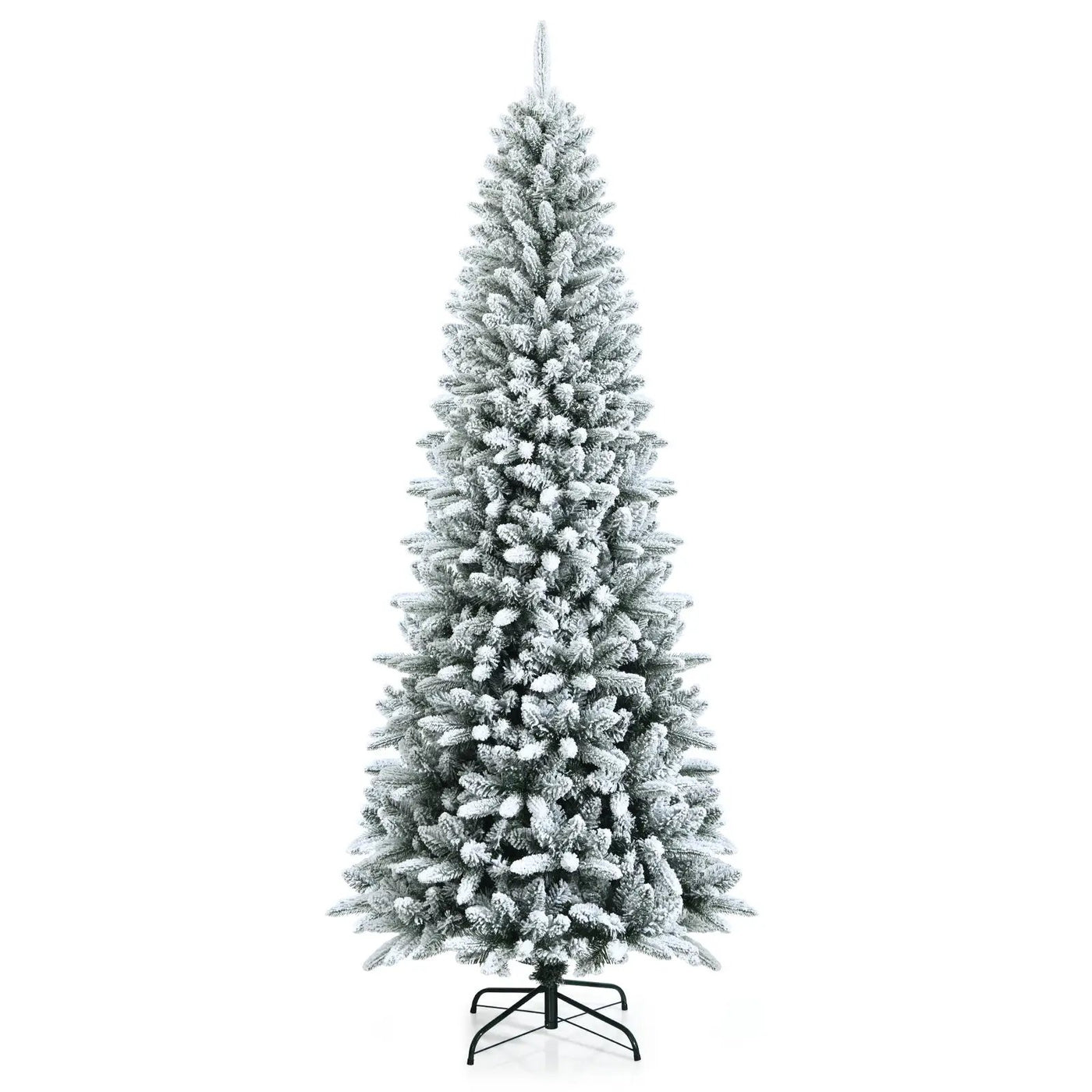Snow-Flocked Hinged Artificial Christmas Pencil Tree with Mixed Tips by DirectDeals