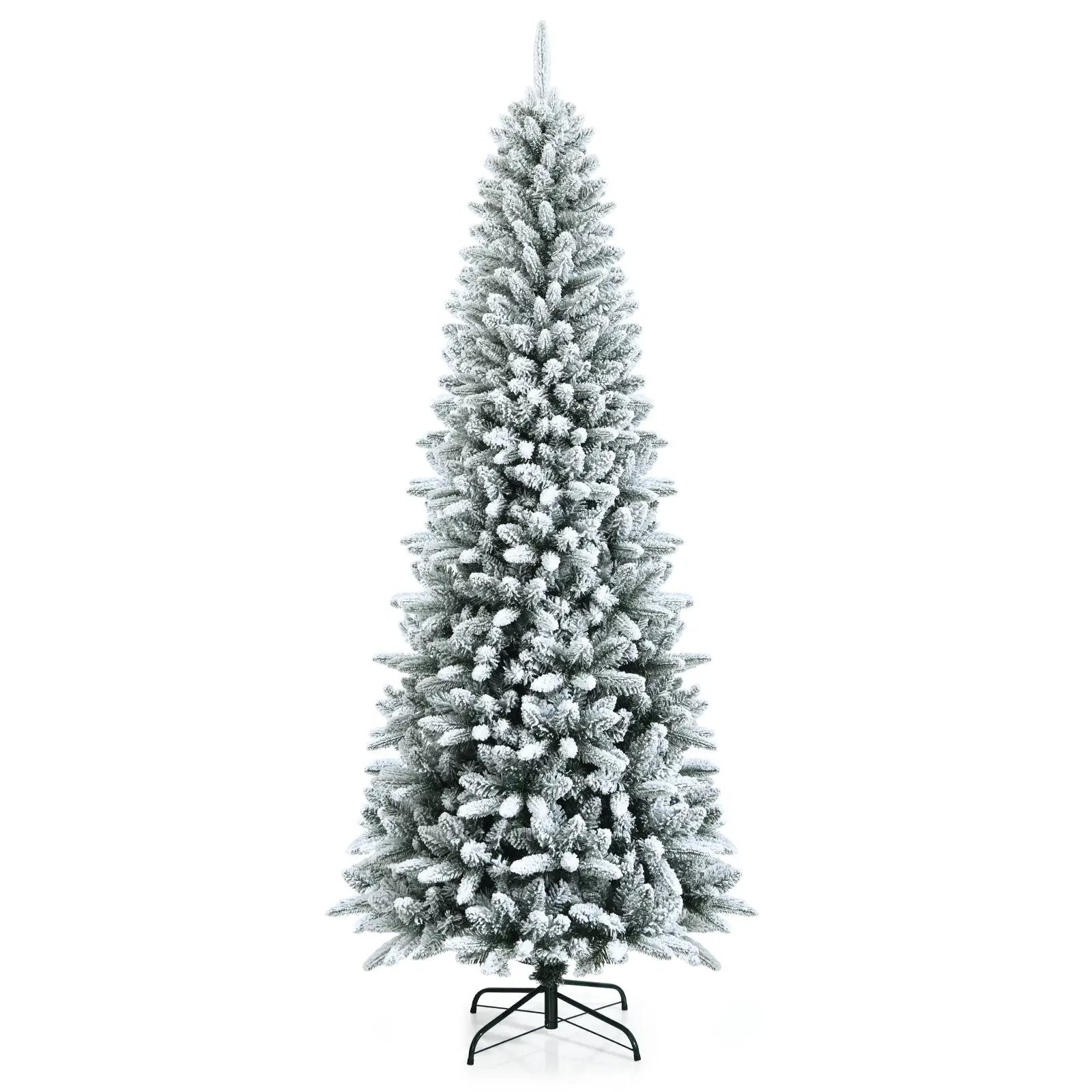 Snow-Flocked Hinged Artificial Christmas Pencil Tree with Mixed Tips by DirectDeals