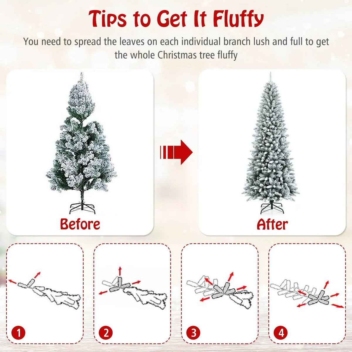 Snow-Flocked Hinged Artificial Christmas Pencil Tree with Mixed Tips by DirectDeals