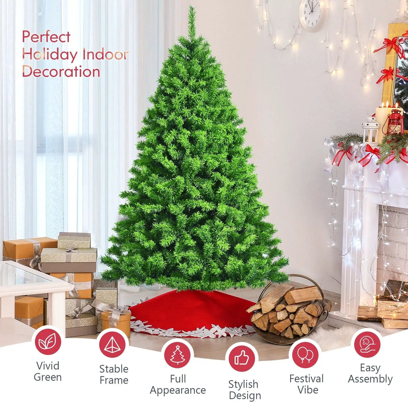 Snow Flocked Artificial Christmas Tree with Metal Stand by DirectDeals
