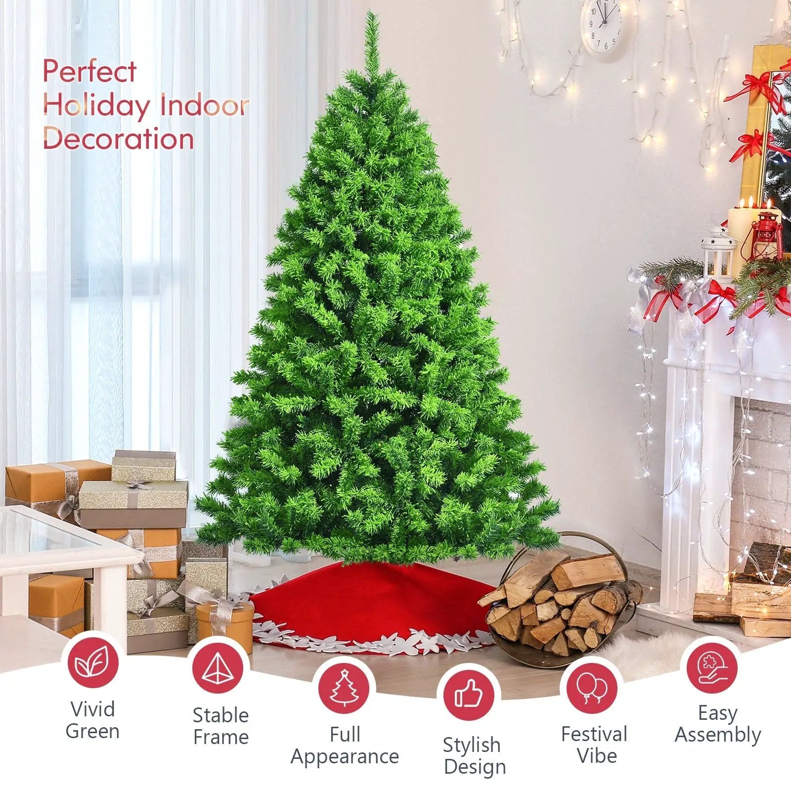 Snow Flocked Artificial Christmas Tree with Metal Stand by DirectDeals