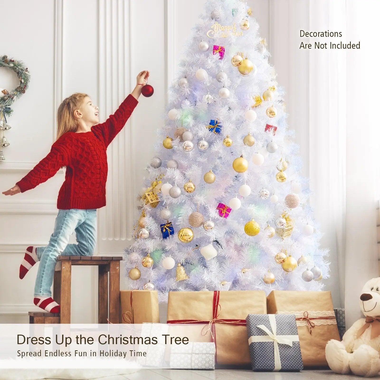 8 Feet Artificial Christmas Tree with 1636 Iridescent Branch Tips by DirectDeals