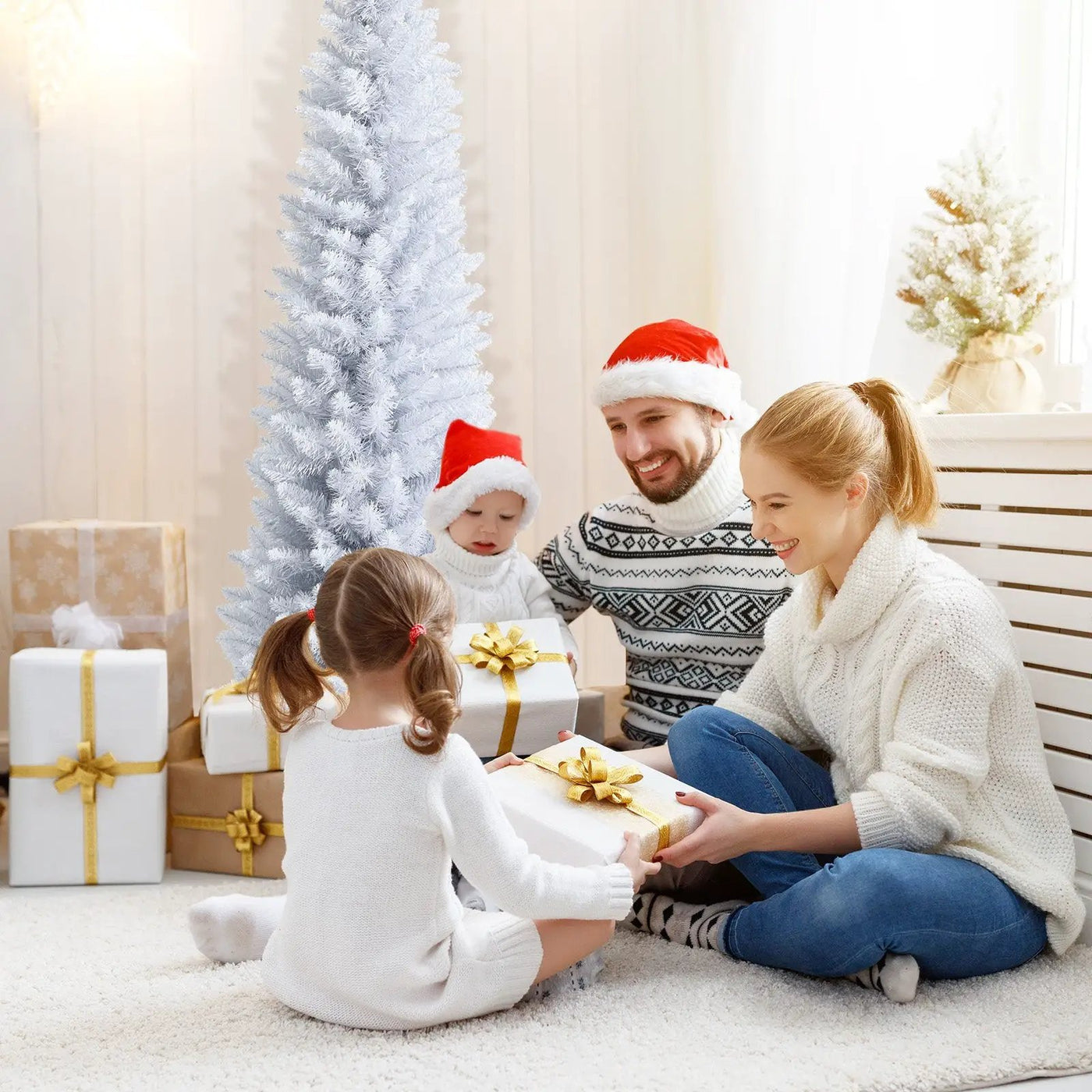 6 Feet Unlit Artificial Slim Pencil Christmas Tree with Metal Stand by DirectDeals