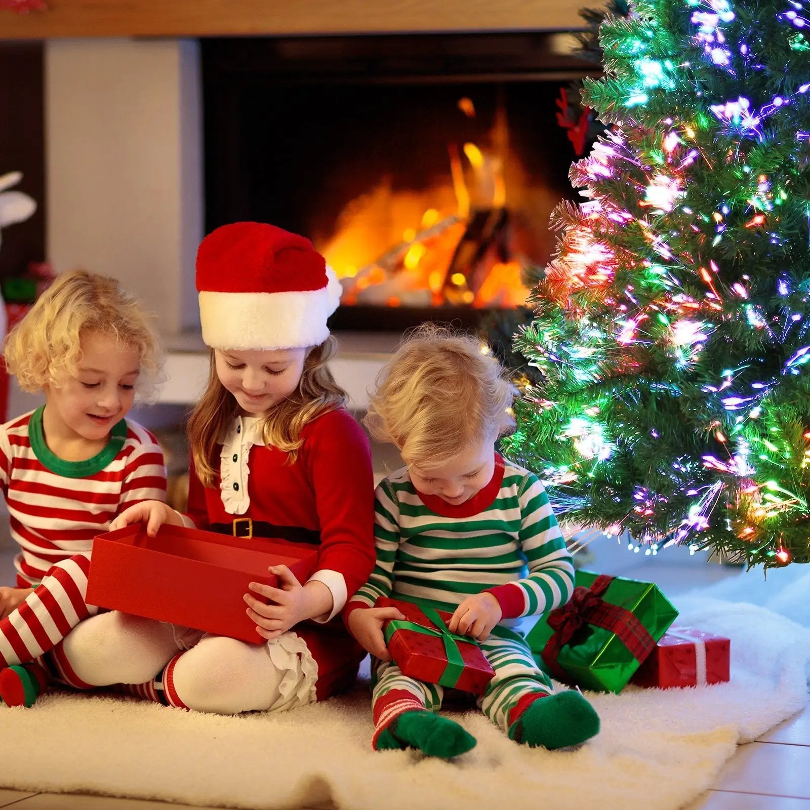 Pre-lit Multi-Colored Fiber Optic Spruce Artificial Christmas Tree by DirectDeals