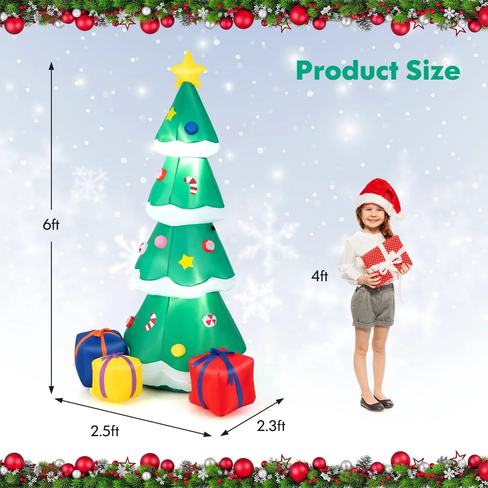 6 Feet Tall Blow up Christmas Tree with 3 Gift Boxes by DirectDeals