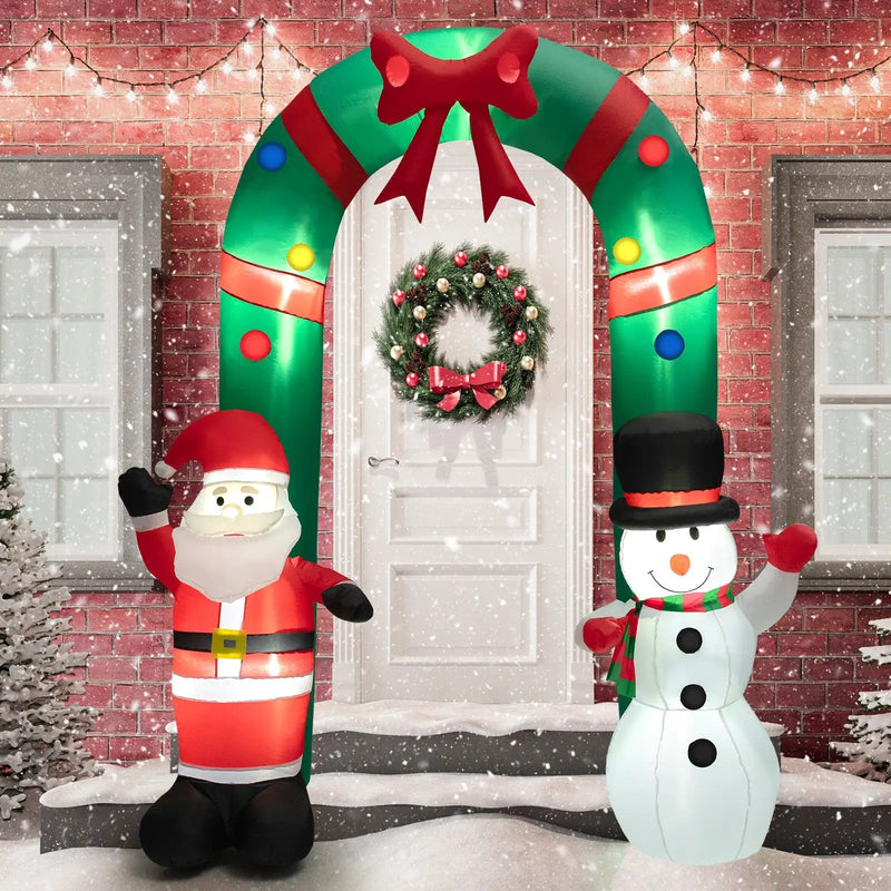 8 Feet Christmas Inflatable Archway with Santa Claus and Snowman by DirectDeals