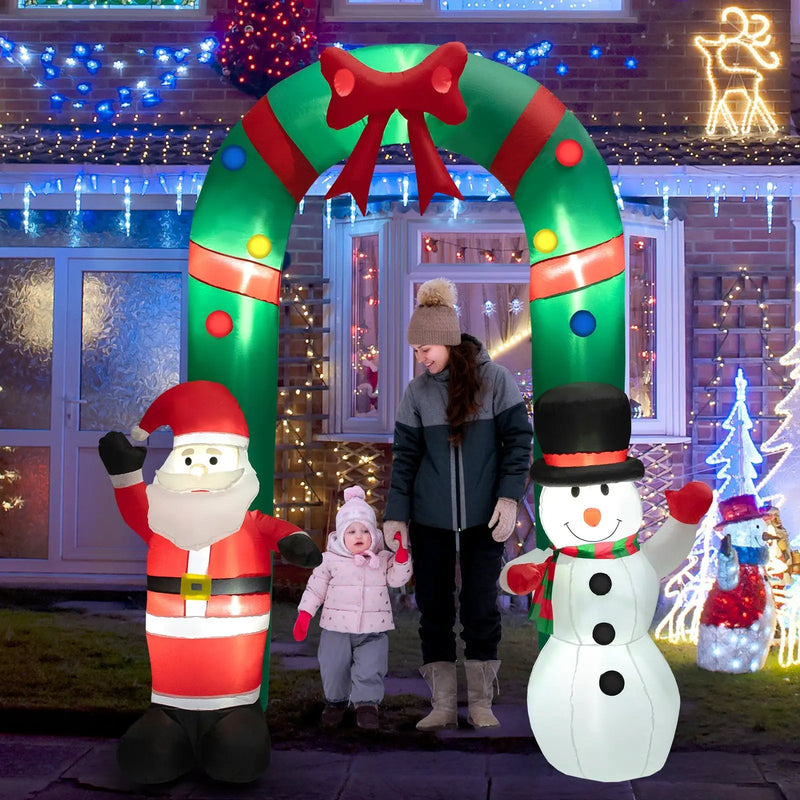 8 Feet Christmas Inflatable Archway with Santa Claus and Snowman by DirectDeals