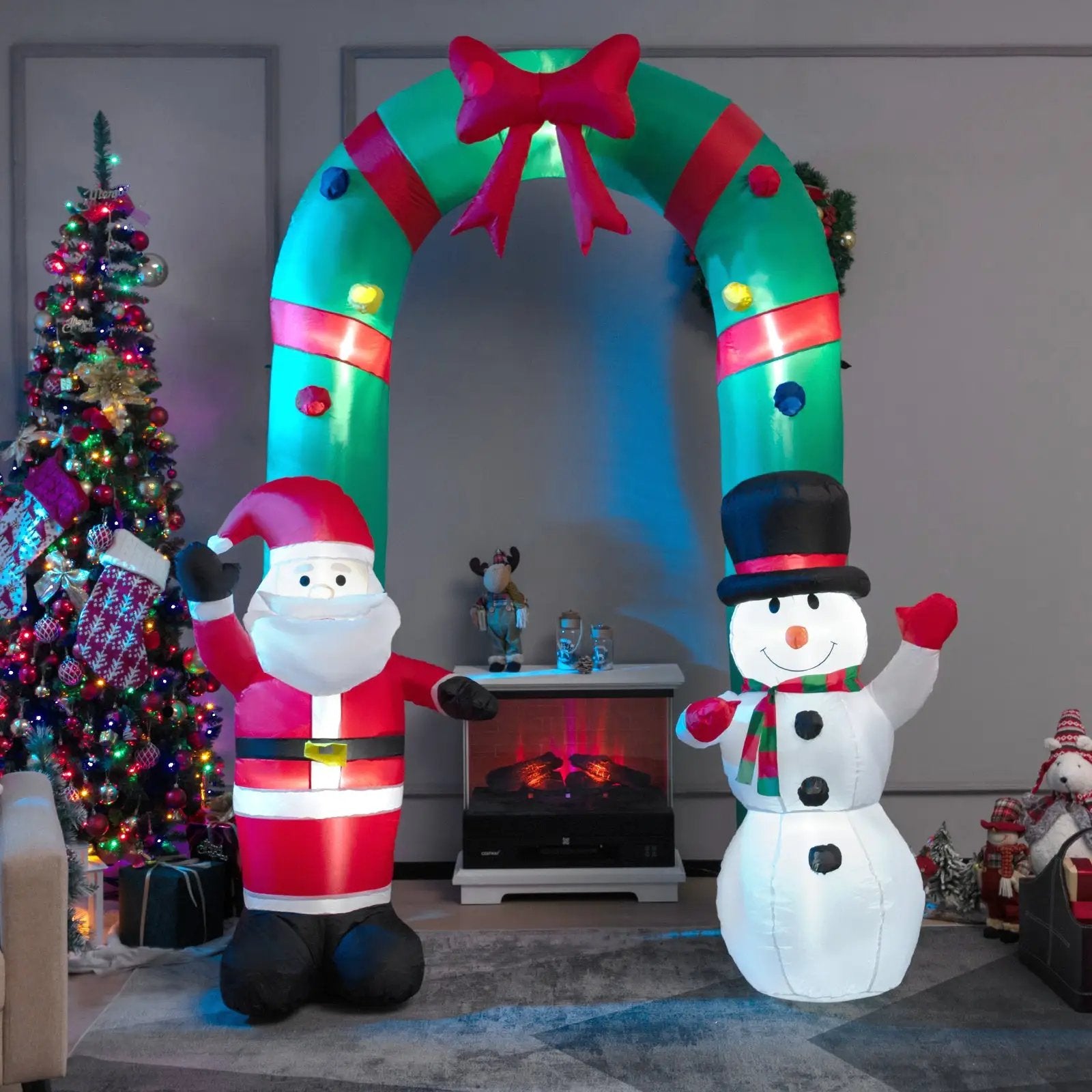8 Feet Christmas Inflatable Archway with Santa Claus and Snowman by DirectDeals