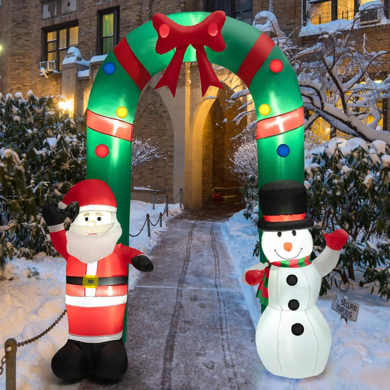 8 Feet Christmas Inflatable Archway with Santa Claus and Snowman by DirectDeals