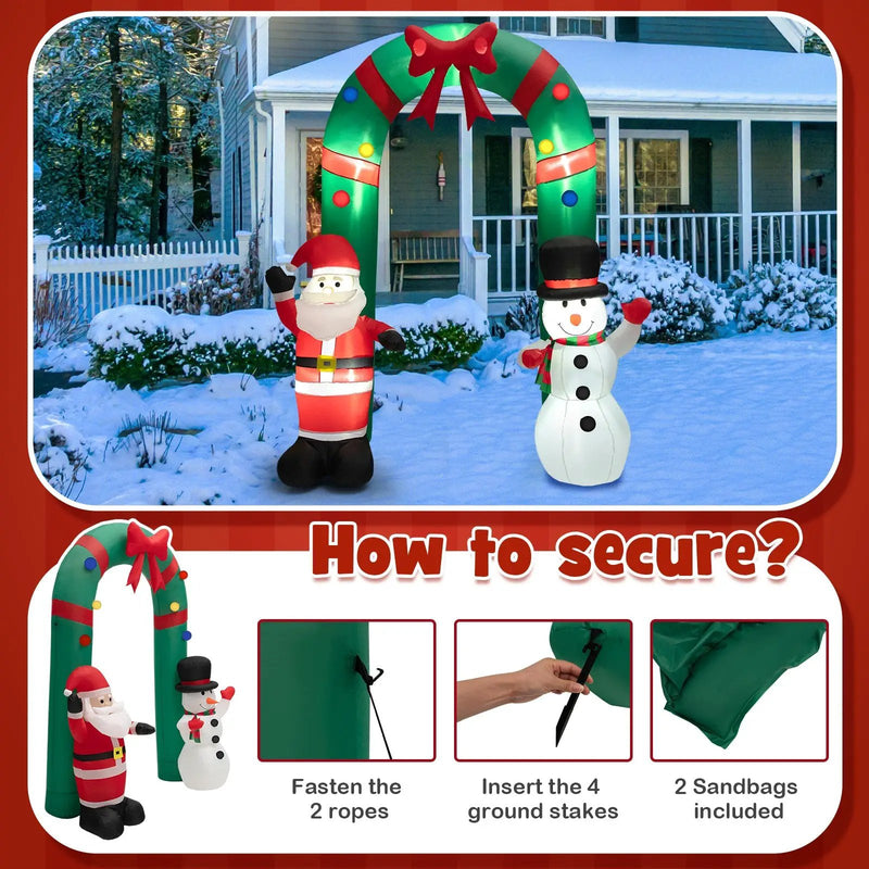8 Feet Christmas Inflatable Archway with Santa Claus and Snowman by DirectDeals