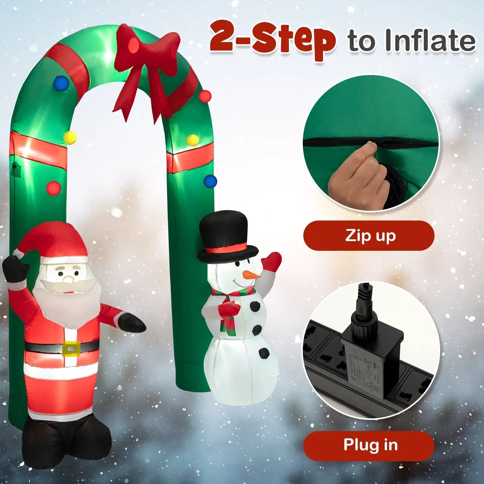 8 Feet Christmas Inflatable Archway with Santa Claus and Snowman by DirectDeals
