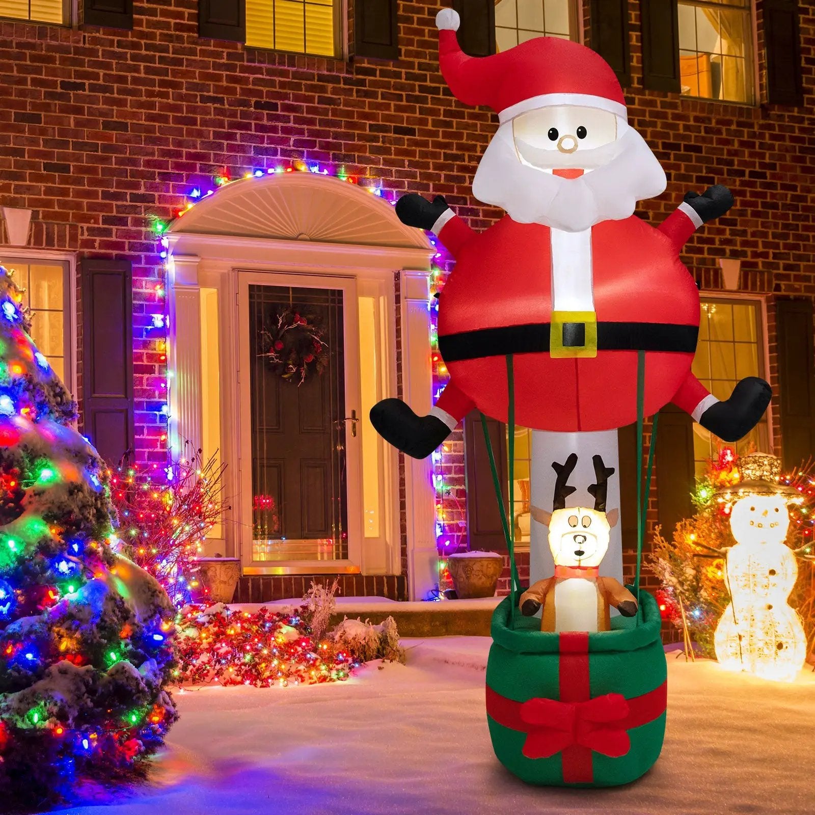 8 Feet Inflatable Santa Claus and Reindeer by DirectDeals