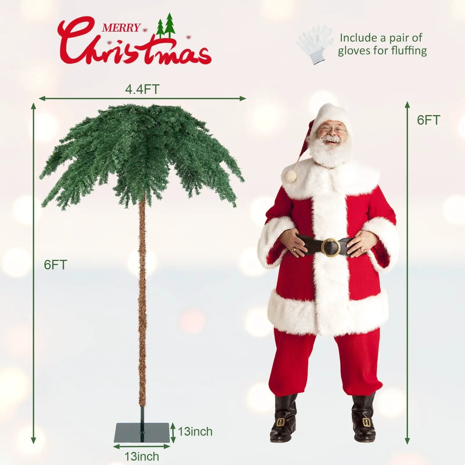 6 Feet Pre-Lit Xmas Palm Artificial Tree with 250 Warm-White LED Lights by DirectDeals