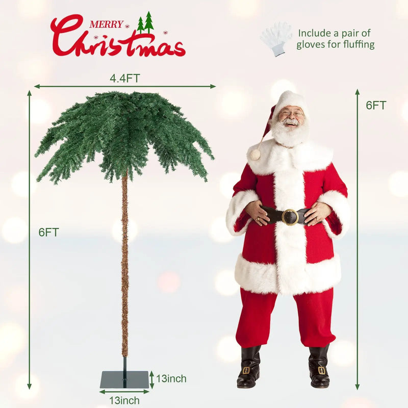 6 Feet Pre-Lit Xmas Palm Artificial Tree with 250 Warm-White LED Lights by DirectDeals