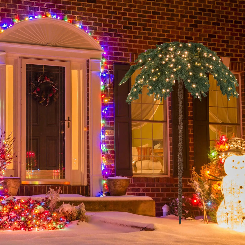 6 Feet Pre-Lit Xmas Palm Artificial Tree with 250 Warm-White LED Lights by DirectDeals