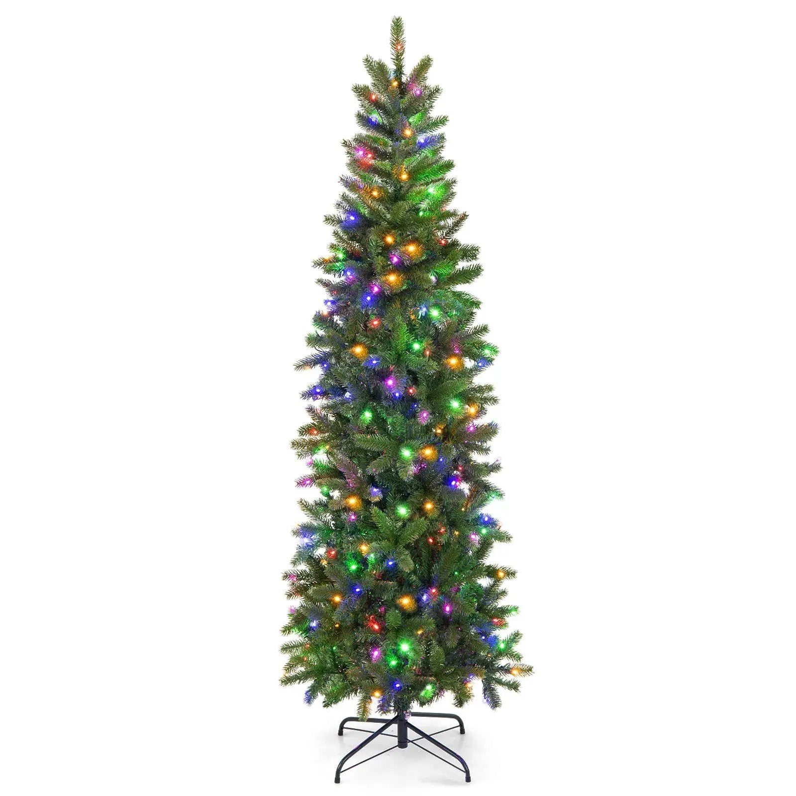 6 Feet Pre-Lit Artificial Christmas Pencil Tree with 648 PVC PE Branch Tips by DirectDeals