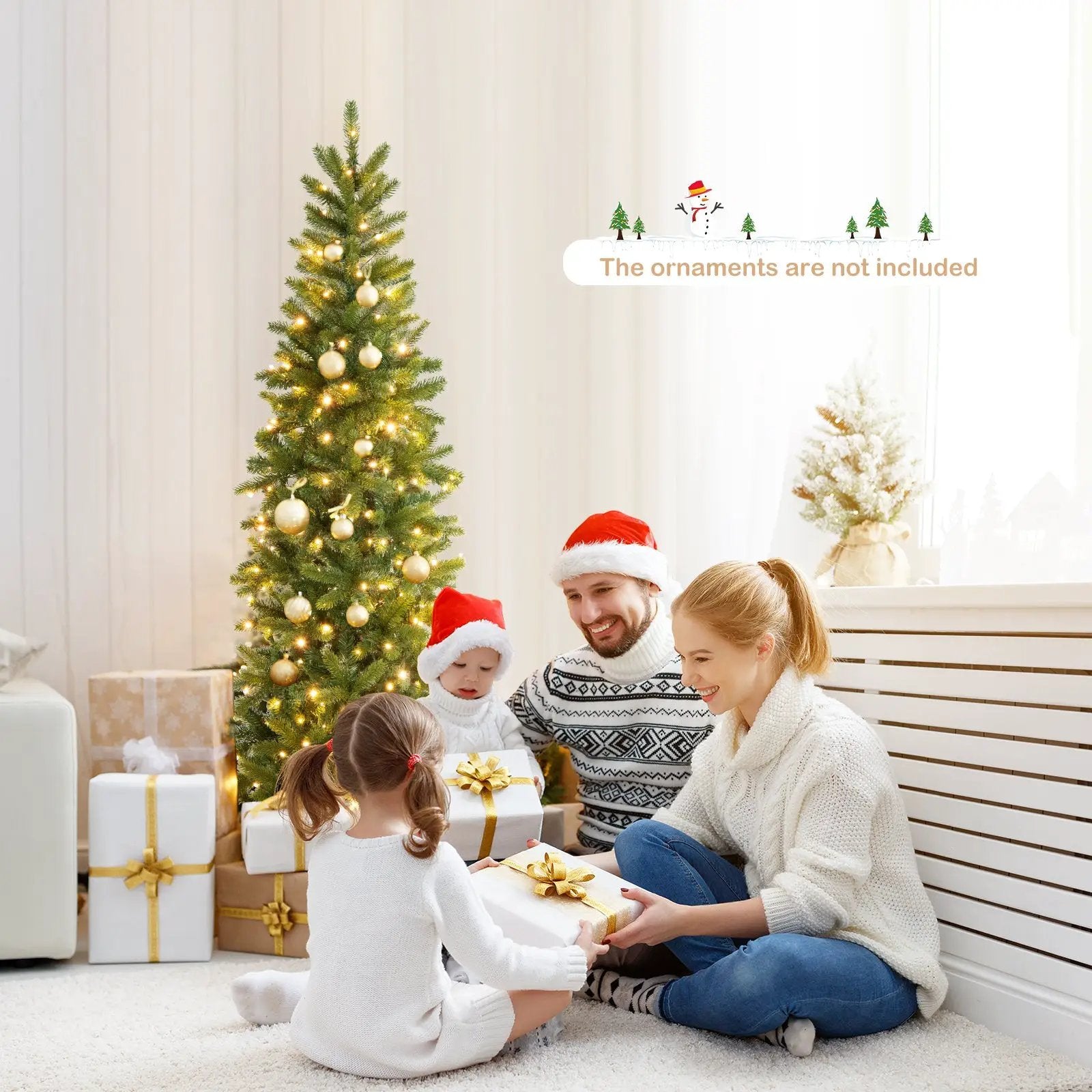 6 Feet Pre-Lit Artificial Christmas Pencil Tree with 648 PVC PE Branch Tips by DirectDeals
