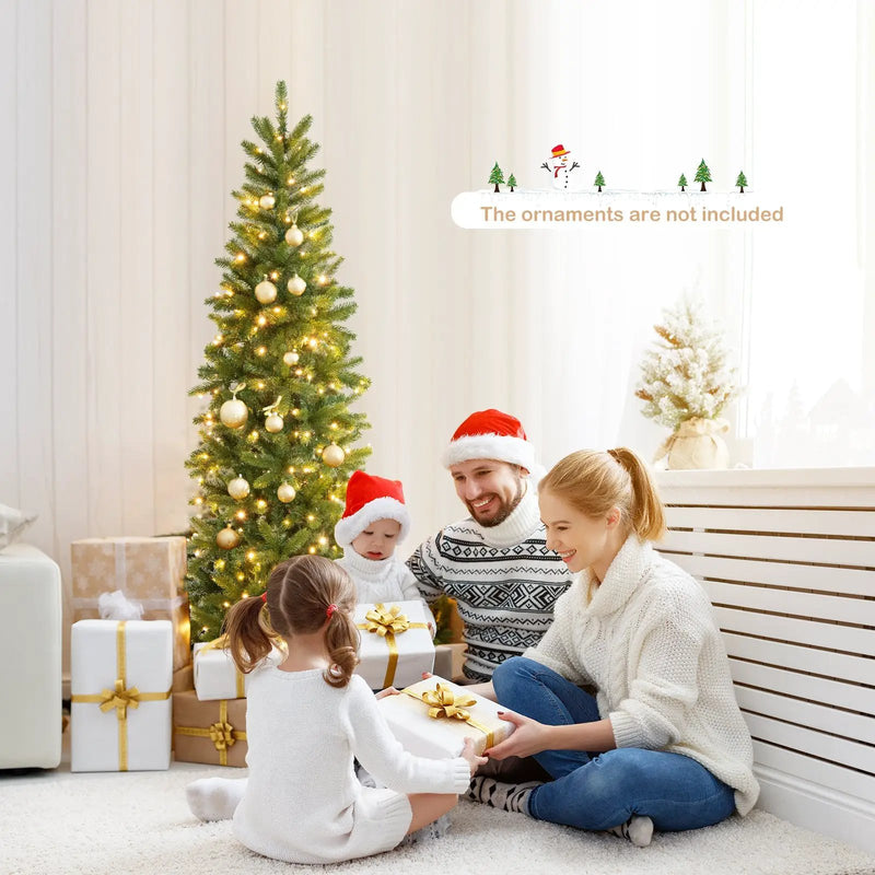 6 Feet Pre-Lit Artificial Christmas Pencil Tree with 648 PVC PE Branch Tips by DirectDeals