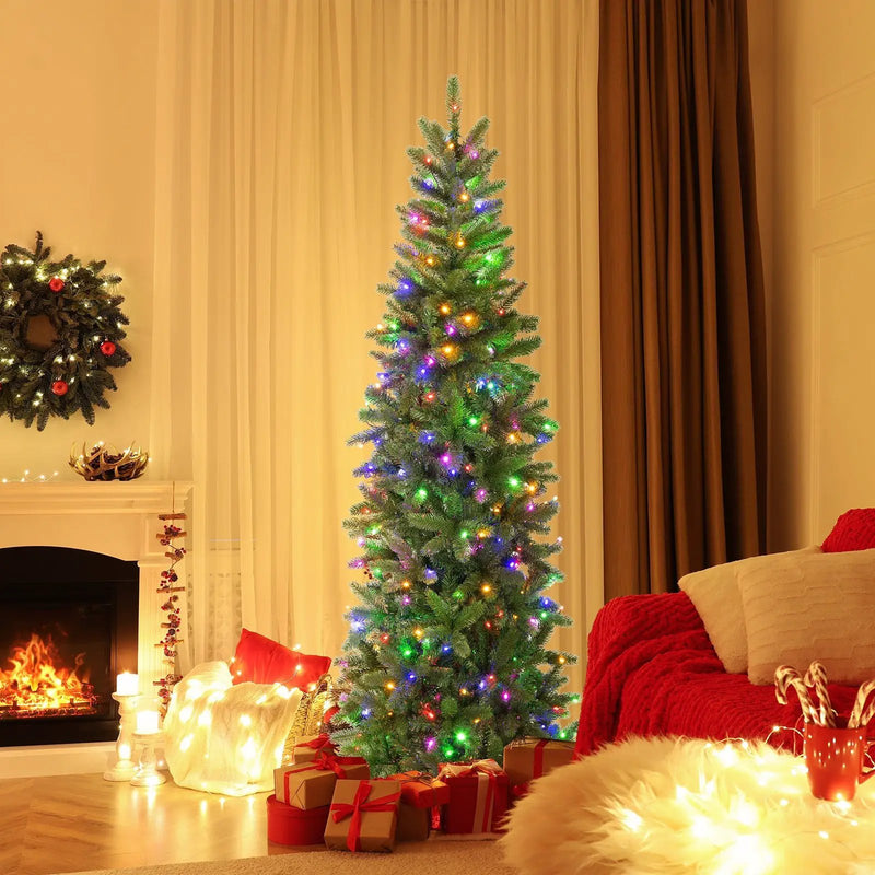 6 Feet Pre-Lit Artificial Christmas Pencil Tree with 648 PVC PE Branch Tips by DirectDeals