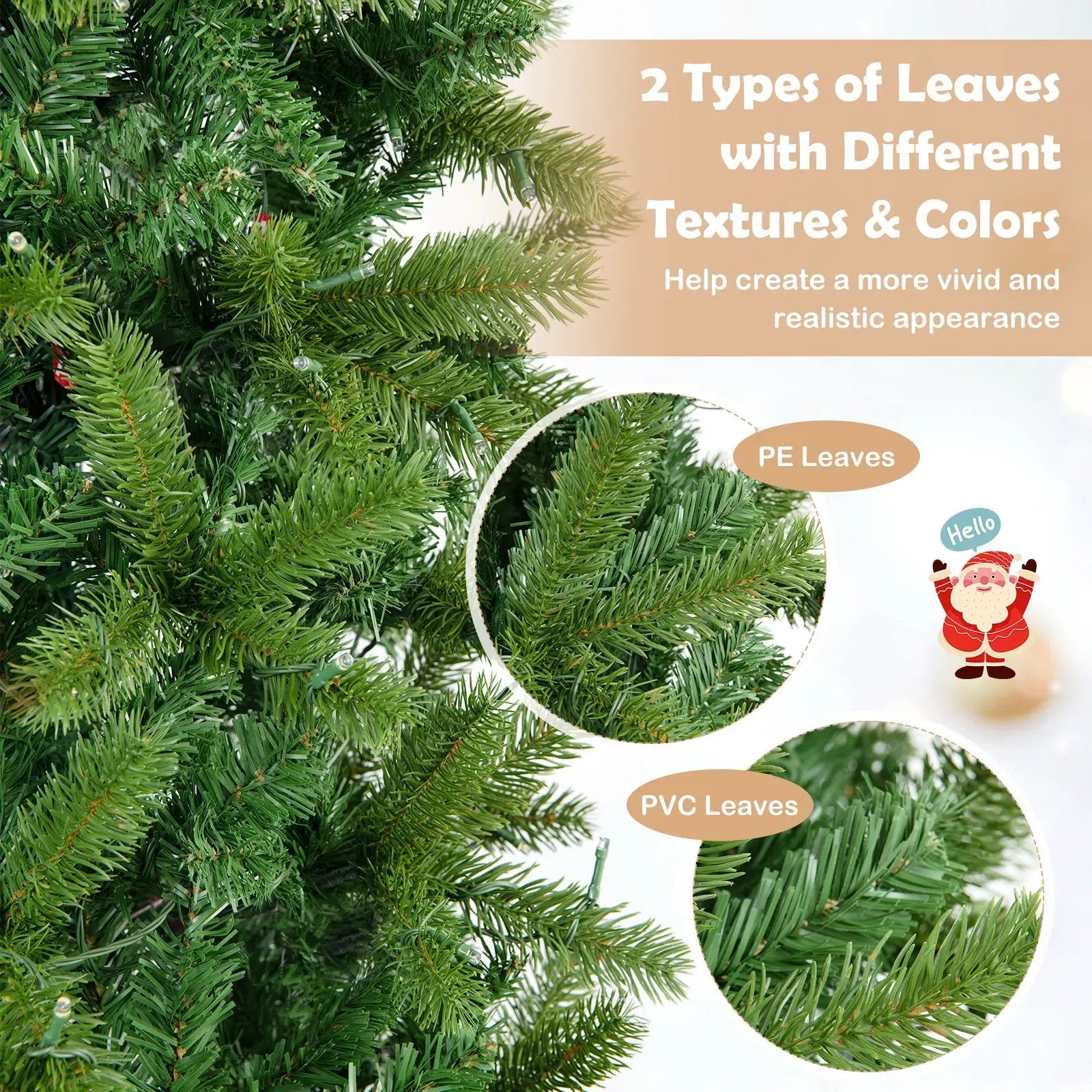 7.5 Feet Pre-lit Full Artificial Christmas Tree with Warm White and Multi-color LED Lights by DirectDeals