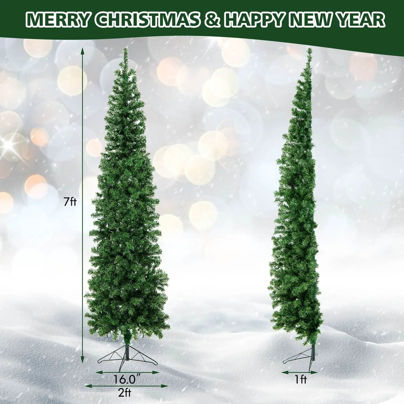 7 Feet Prelit Half-Shape Christmas Tree with 150 Lights by DirectDeals