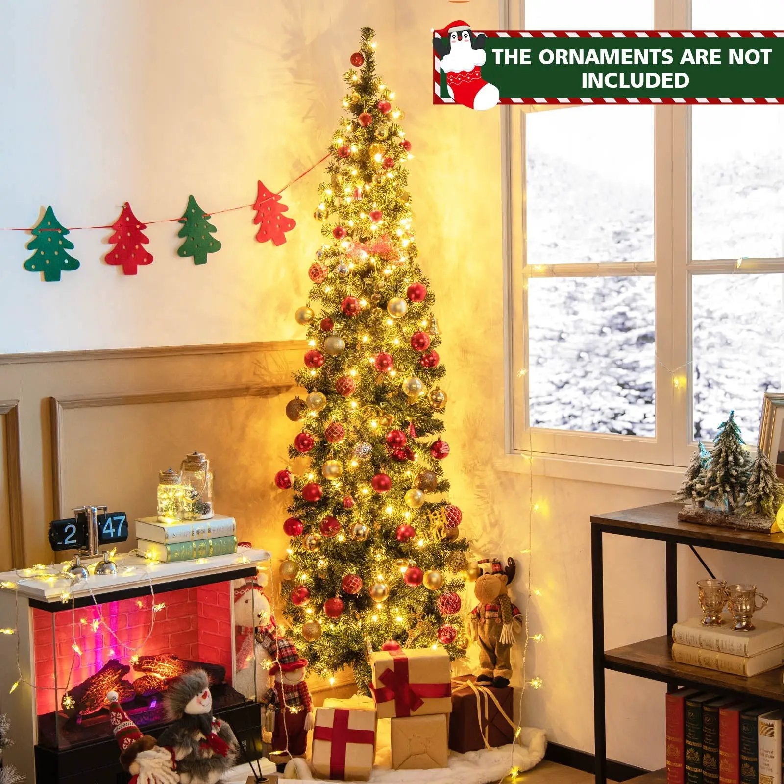 7 Feet Prelit Half-Shape Christmas Tree with 150 Lights by DirectDeals